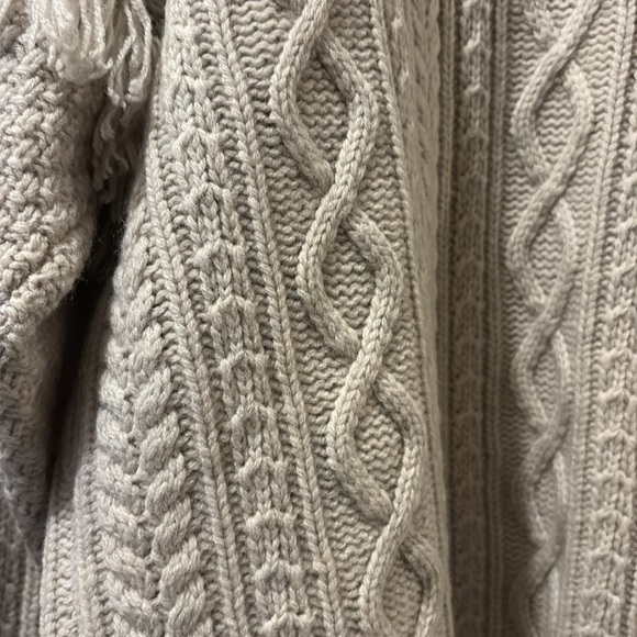 Madewell NWT chunky knit open cardigan - large - cream - fringe - pockets - Picture 6 of 7